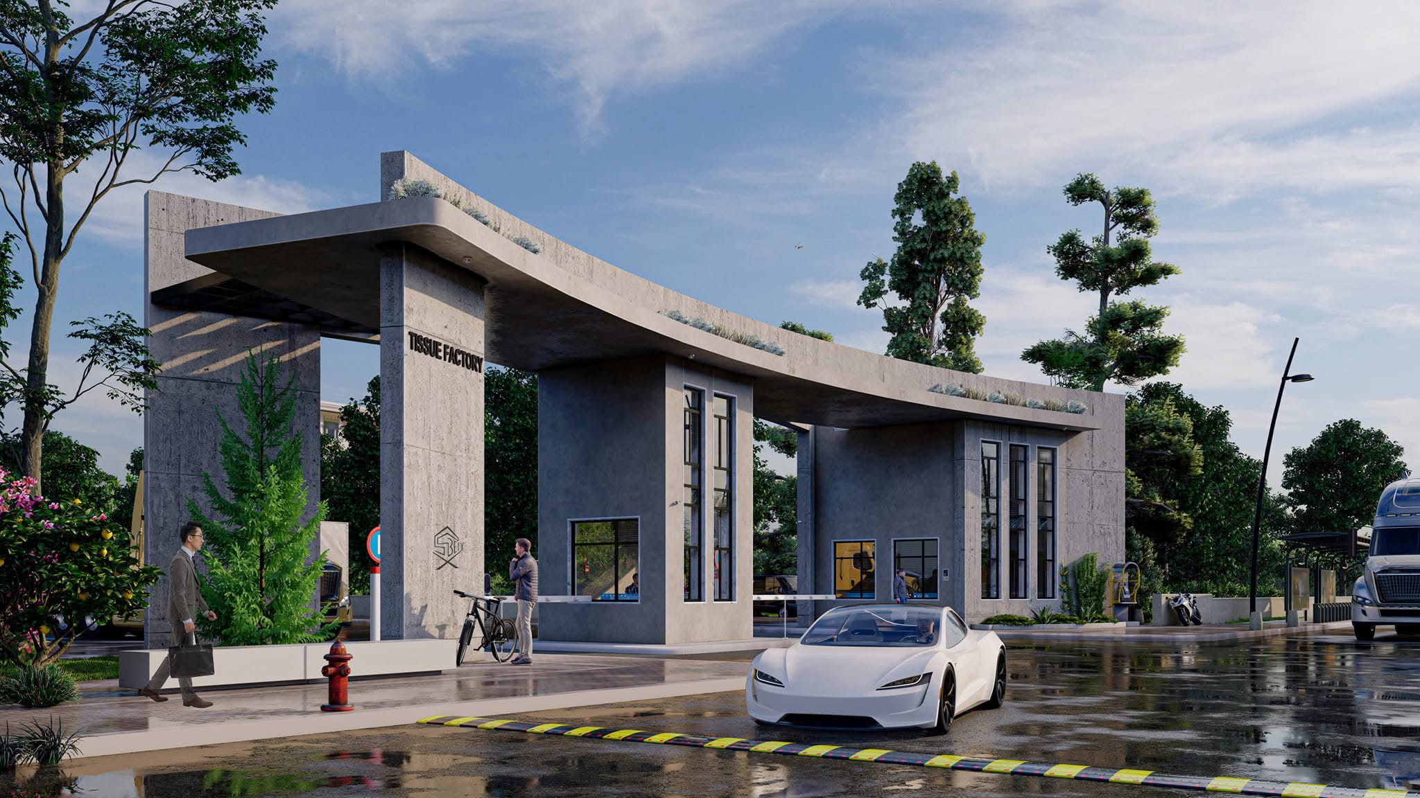 دەروازەی سەرەکی کارگەی بەرهەمهێنانی کلێنکس(Tissue Factory)